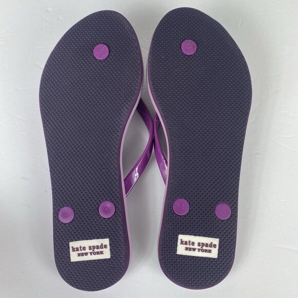 ⭐️ Kate Spade Purple Flip Flops Size 7 Animal Print Pool Beach Sandals - Picture 4 of 7